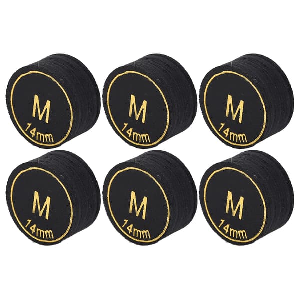 6 Professionelle Flerlags Billardkø-spidser 14 mm Erstatning til Billard og Snooker PU Sort
