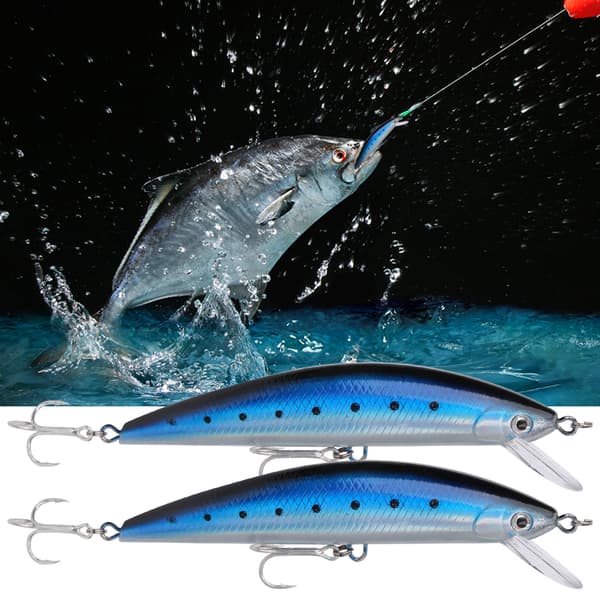 2PCS Minnow Sinking Lure med simulerad tungplatta, 3D-ögon, ABS fiskedrag #1