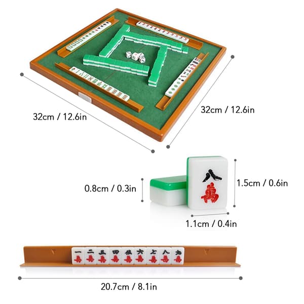 Mini Mahjong-set med bärbart hopfällbart bord för resor och familjefritid