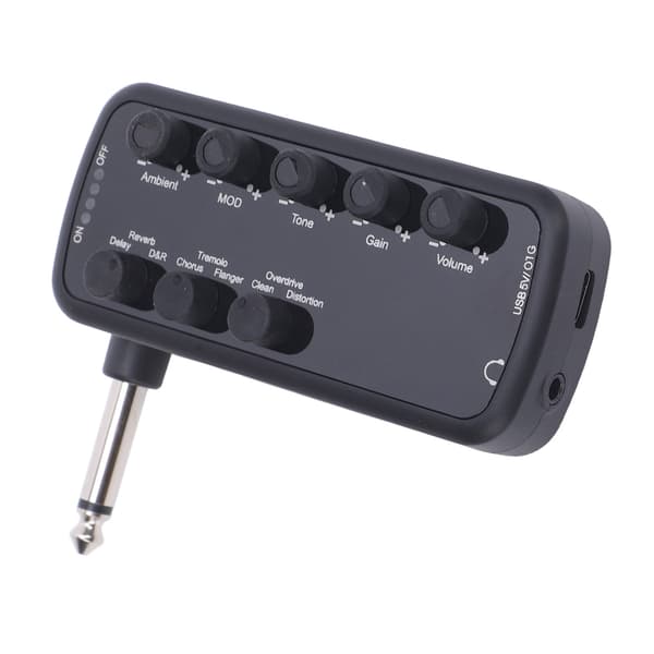 Hörlursförstärkare för elgitarr med Overdrive, Distortion, Delay och Reverb-effekter, USB-uppladdningsbar
