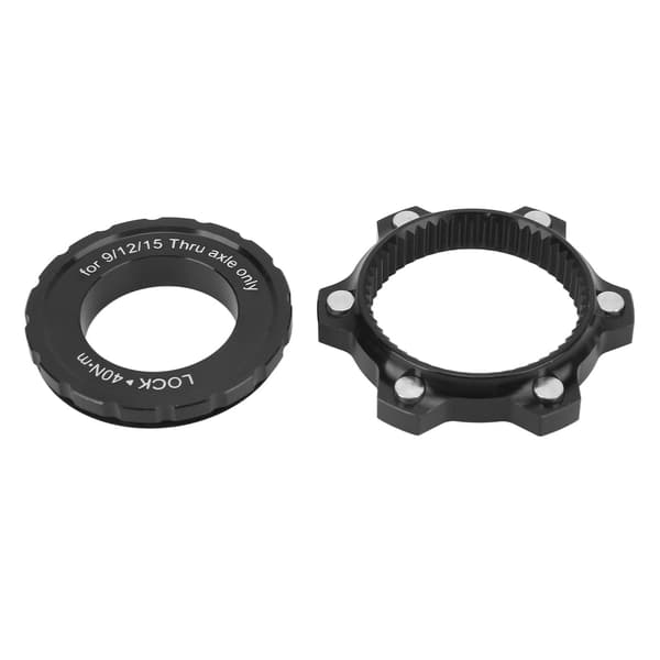 Center Lock Navadapter til 6-hullers skivebremser i aluminiumslegering med sort låsehætte