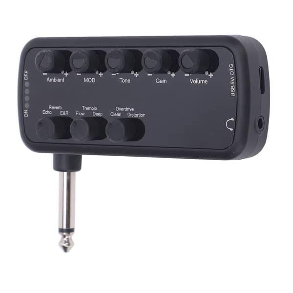 Bas Hovedtelefonforstærker med Multi-effekter: Ren, Overdrive, Distortion, Rumklang, USB Genopladelig
