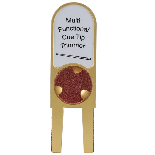 Multifunktionel Billardkø-spids-trimmer, -former, -polerer, Guld Aluminiumlegering, U-formet, Sølvskilt