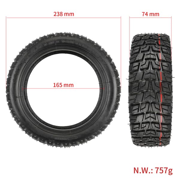 Slanglöst däck 10x2.75-6.5 Terräng för Elscooter Ersättning
