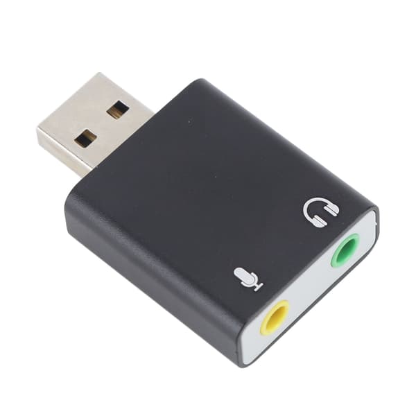 Eksternt USB 7.1-kanals stereolydkort med USB til 3,5 mm headset-jackadapter - Sort