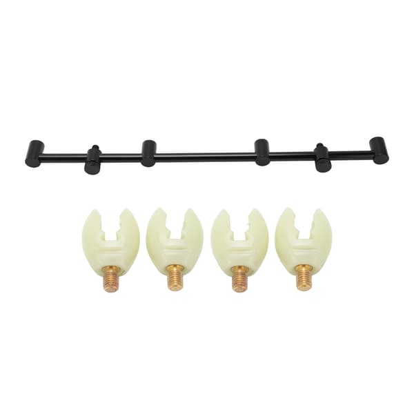 Karpefiskestangholder med buzzbar og lysende hode, aluminiumslegering, 45 cm, 4 hoder