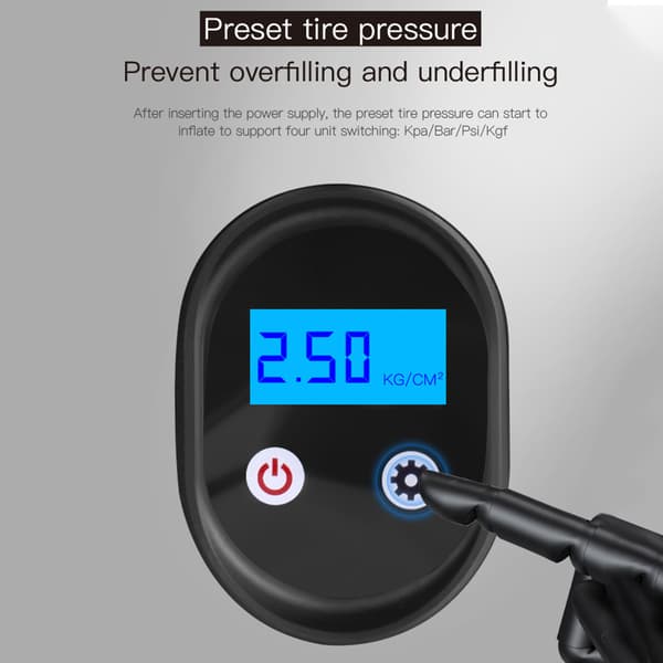 Bærbar trådløs automatisk dækpumpe, brugervenlig luftkompressor med LED-lys