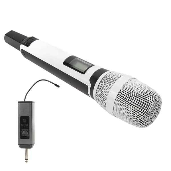 UHF trådlös mikrofon, metall, dynamisk kardioid brusreducering, för karaoke, stabil överföring, vit