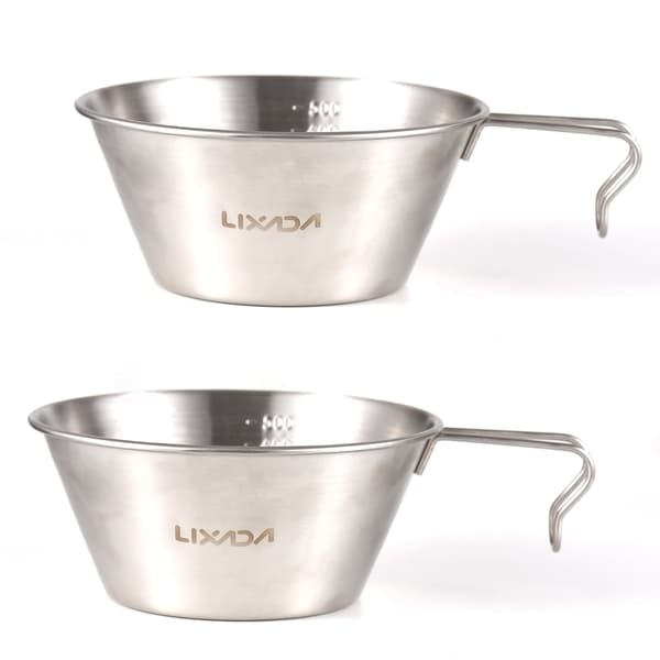 2 stk Sierra Campingbolle 500 ml rustfritt stål med mål for camping og backpacking