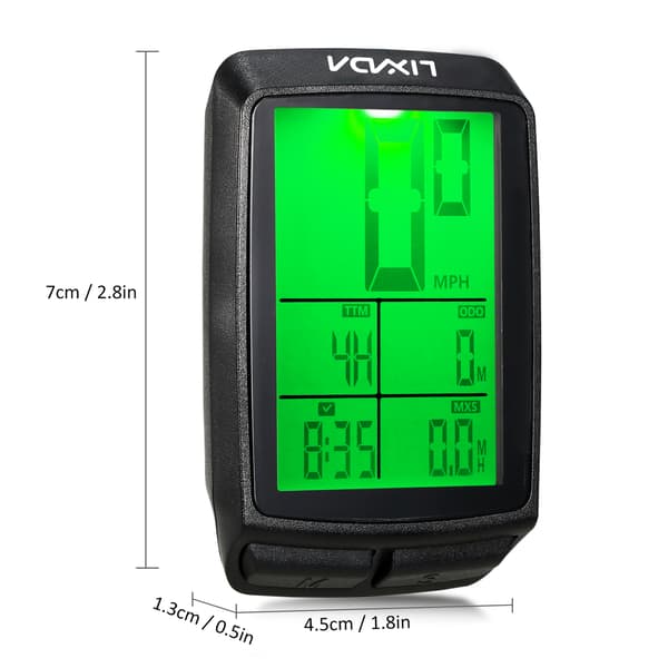 Lixada trådløs cykelcomputer speedometer kilometertæller med LED-baggrundsbelysning