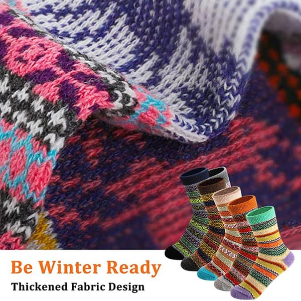 5 par ullsokker til jul, vinter, varme, komfortable, strikkede, uformelle, sporty, unisex