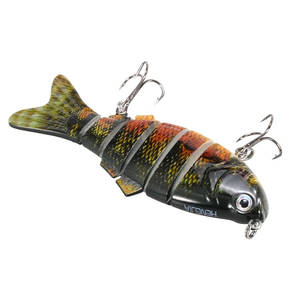 Fiskedrag 6 segment 10cm/20g Hårt verklighetstroget drag med 2 trekrokar för bas och gädda