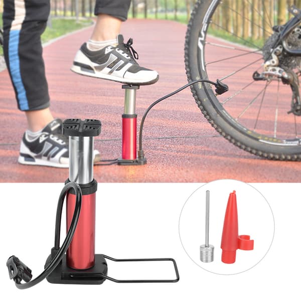 Bärbar Mini Högtrycks Cykelfotpump Däckpump - Röd
