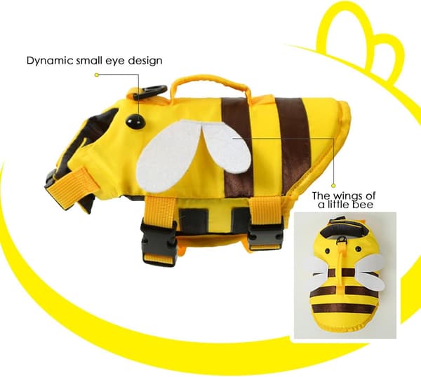 Hunde-redningsvest til svømning, til hunde - Åndbar sikkerhedsvest til kæledyr, bi-design, størrelse M