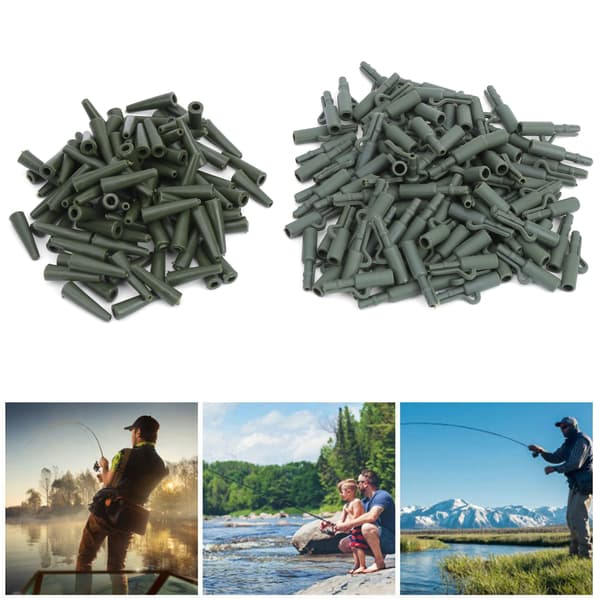100 uppsättningar slang- och säkerhetsklämmor för fiske, karp, 35 mm, grönt plasttillbehör