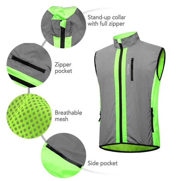 Refleksvest til mænd til cykling og løb, sommer, hurtigtørrende, åndbar