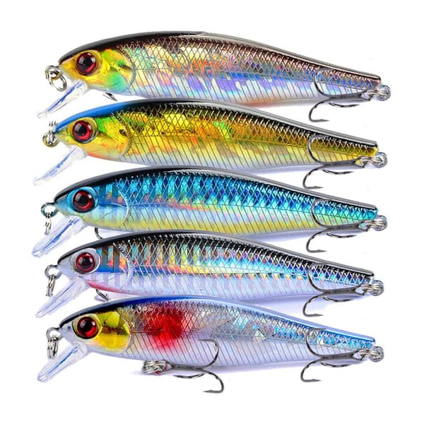 5 stycken 3D Hard Bait Crank Baits Wobbler Fiskedrag med Treble Hooks 8.5cm 9.2g