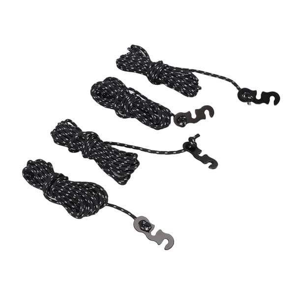 4 stk. nylon campingreb 3 m med justerbar reflekterende stribe til telt og markise - sort