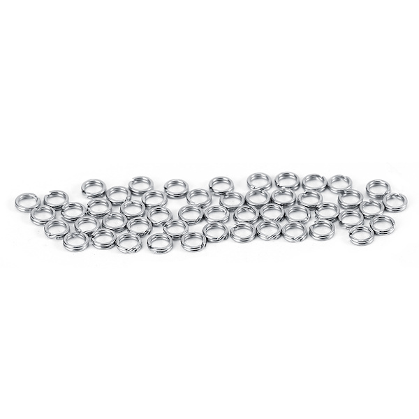 50 stk. bindering i rustfrit stål til fiskelokker Dobbelt splitring #4