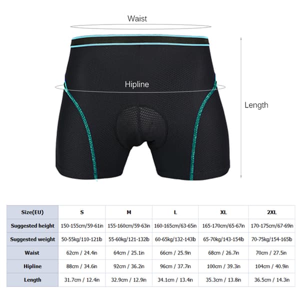 Cykelshorts til mænd med åndbar 3D-polstring, letvægts til cykling