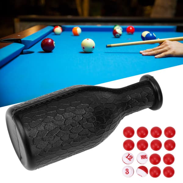 Billard Shakerflaske med 16 nummererede kugler, Billardtilbehør, Terningboks, Sort