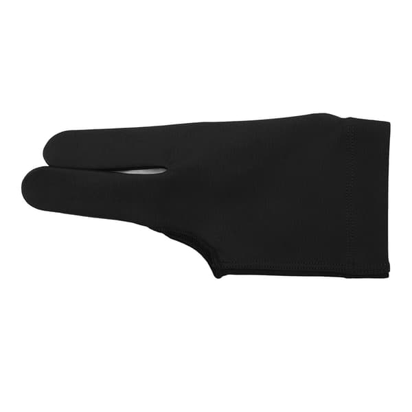 Biljardhansker, venstre hånd, polyuretanfiber, tre fingre, pustende, elastisk, middels størrelse, svart