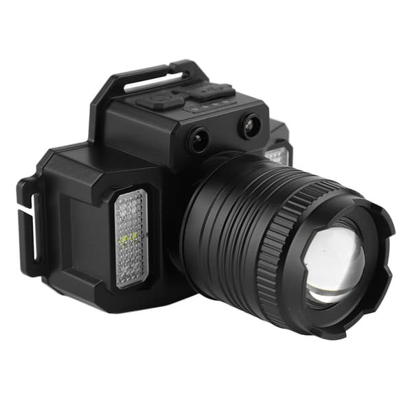 LED-hodelykt for fiske og arbeid med sterkt lys, roterende zoom, 1600mAh batteri