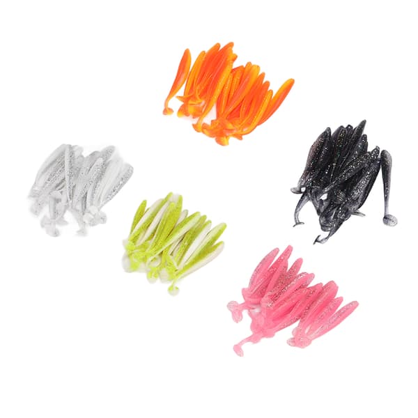 100 bløde fiskelokker med fluorescerende reflekterende padlehale, naturtro bløde swimbaits