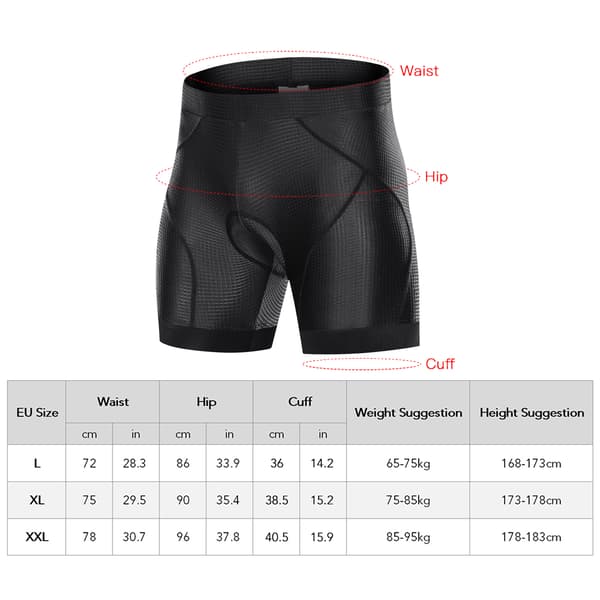 Cykelshorts til mænd med 3D skridsikker polstring