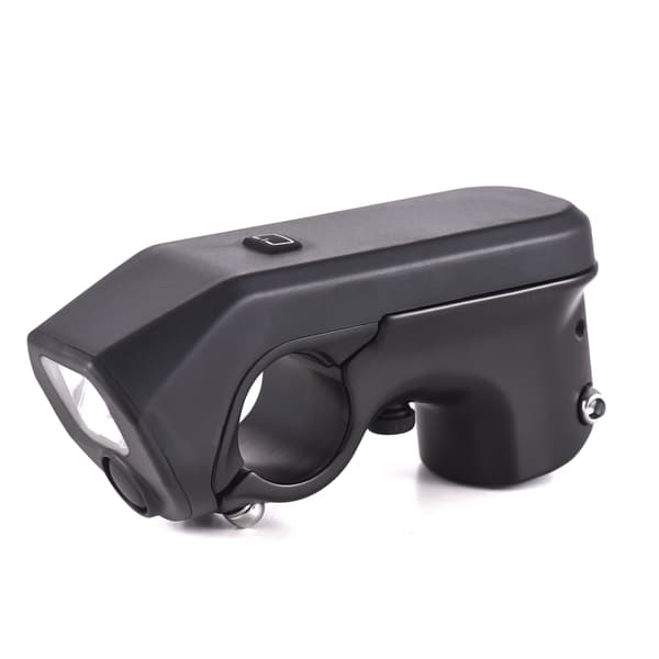 3-i-1 sykkelstyrestamme 31,8 mm med LED-frontlys og oppladbar elektronisk horn (USB)