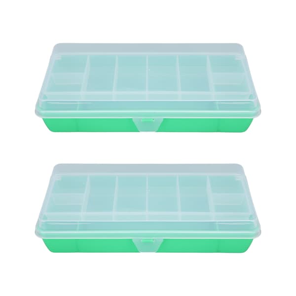 2 STK Fiskeredskapsboks Vanntett Organizer Kompakt Grønn Plast
