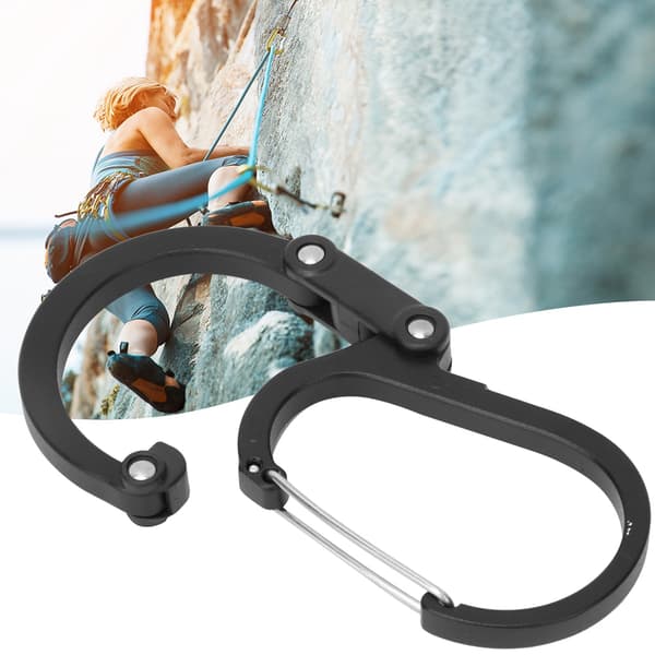 Aluminium D-ring karbinhake för camping, klättring, säkerhet, utomhusutrustning, snabbkoppling, svart