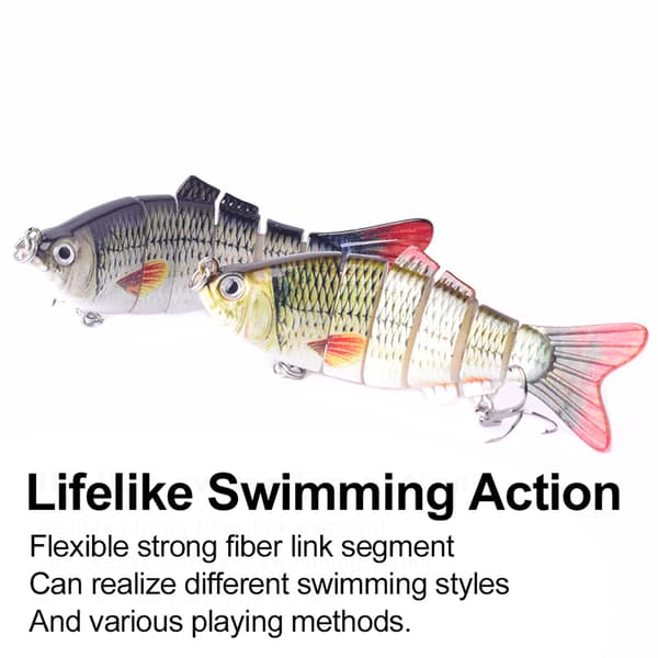Fiskedrag för abborre och öring - 6-segmenterade hårda drag med trekrokar - Swimbait