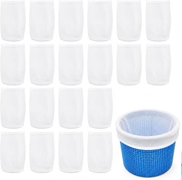 Pakke med 20 pool-skimmer-strømper, genanvendelige filterstrømper, 22x13 cm pool-skimmer-strømper til kurv