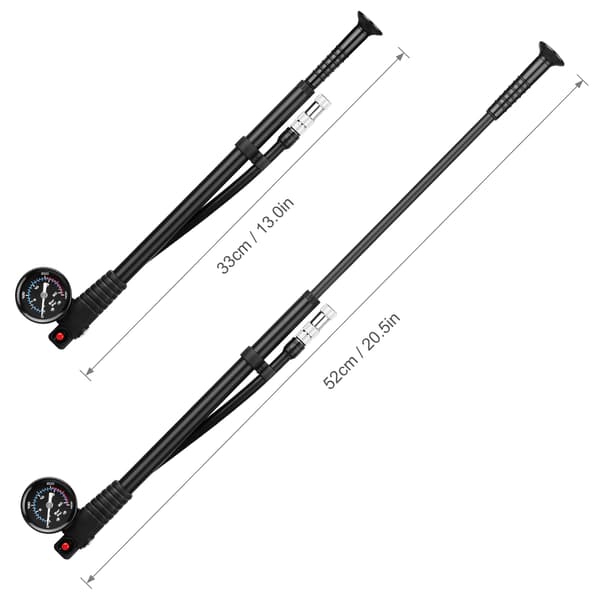 Högtrycks 300 PSI cykelluftpump med mätare, Presta-ventil, Schrader, fram- och bakgafflar
