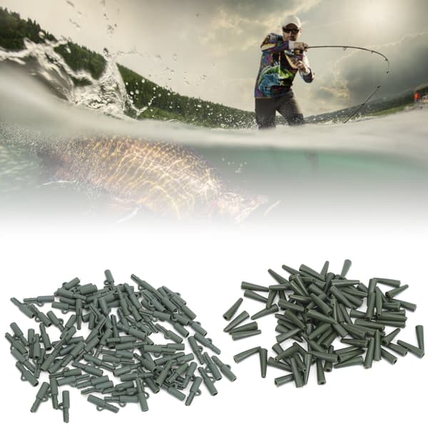 100 uppsättningar slang- och säkerhetsklämmor för fiske, karp, 35 mm, grönt plasttillbehör