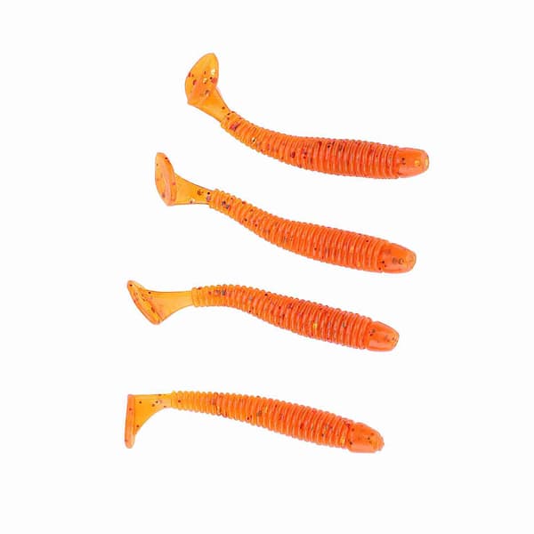 50 STK Bløde Fiskelokker 5 cm T-hale Orange Orm Bløde Fiskelokker