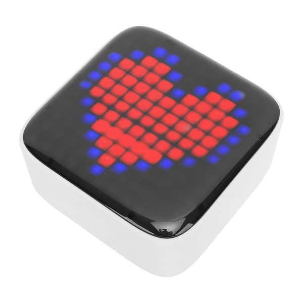 Bärbar Mini Retro Bluetooth-högtalare med färgglada LED-lampor, pixelstil, IPX6, grå