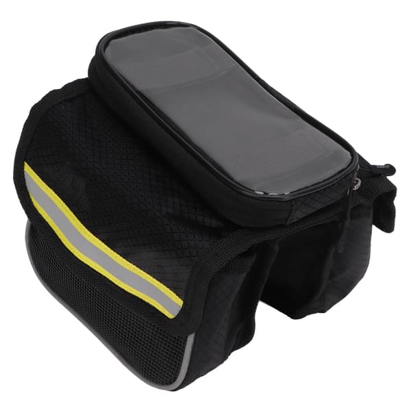 Cykelrammetaske, 600D Nylon, TPU, Reflekterende Striber, Dobbelt Lynlås, Slagfast, Gul
