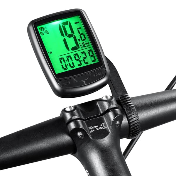 Trådløs cykelcomputer, vandtæt speedometer med LED-sensor, baggrundsbelysning og automatisk aktivering.