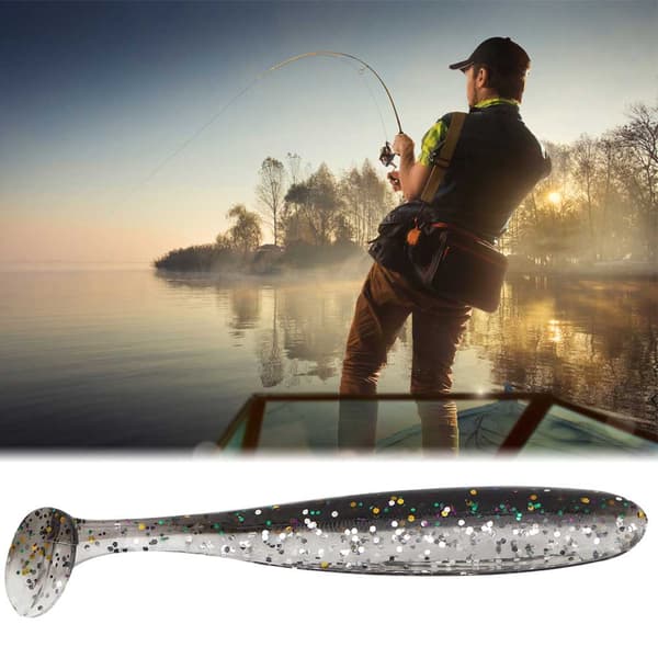 20 STK bløde fiskelokker af plast 7,5 cm T-hale orm til fiskeri (sort)