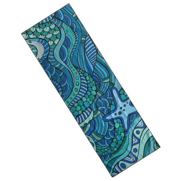 Halkfri tryckt yogamatta, vikbar, snabbtorkande, bärbar, polyester nylon, 183x61cm