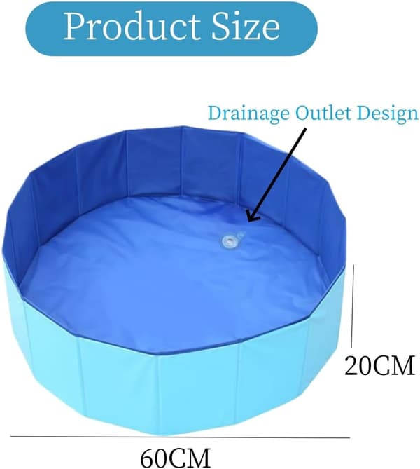 Hundepool, Hundebadekar, Foldbart PVC-bassin, Skridsikkert kæledyrsbadekar, 60 x 20 cm (L)
