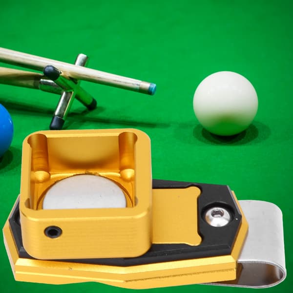 Bærbar Billard Kridtbeholder med Fast Klips, Mini Tilbehørsboks i Aluminium, Snooker Pool, Guld