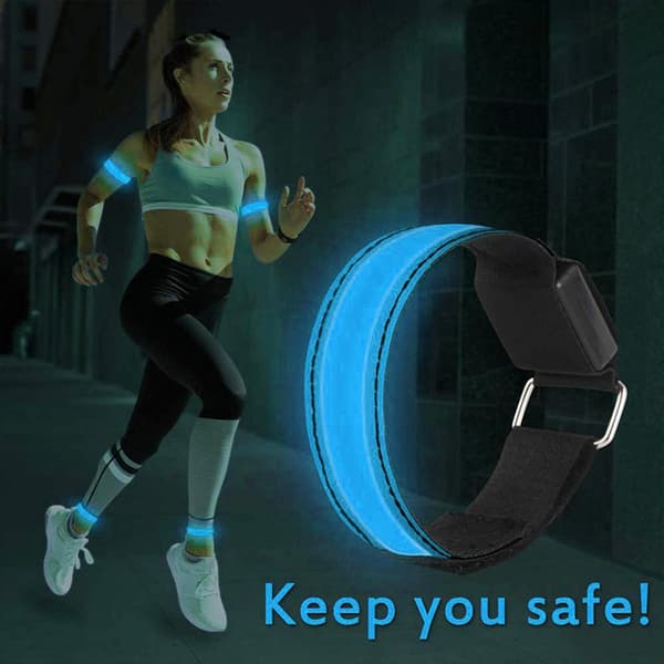 4 stk oppladbart USB LED-armbånd justerbart reflekterende lys for løping, sykling, sport