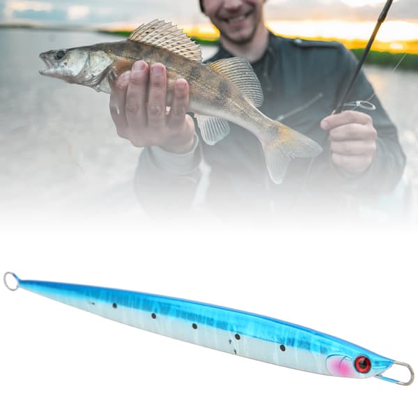 2 st simulerade fiskformade fiskedrag med levande simställning blå Q13