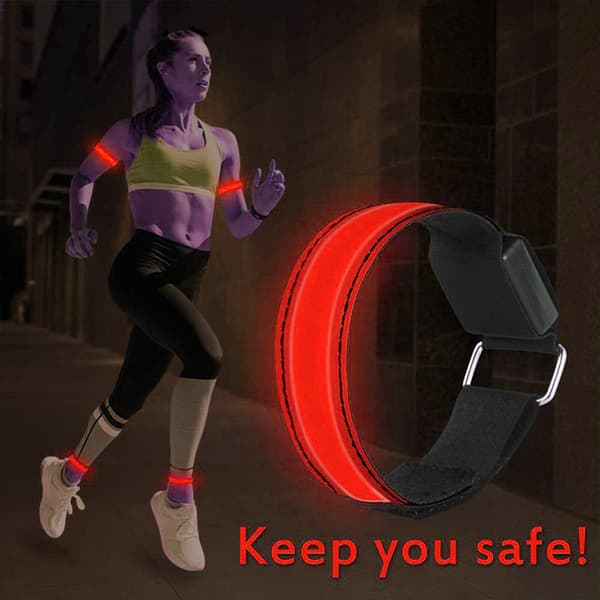 4 stk. reflekterende USB-lysende armbånd for løping og utendørssport