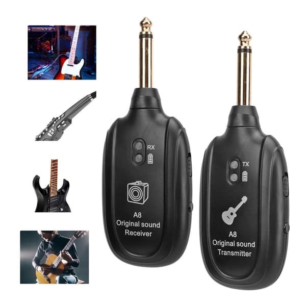UHF 20Hz-20KHz trådløst gitarsystem, oppladbar sender og mottaker for elektrisk gitar
