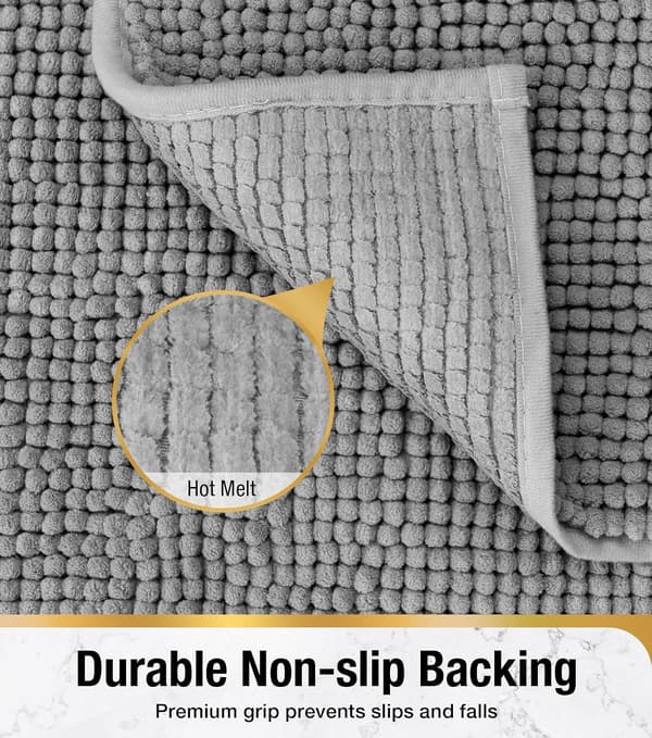 Chenille bademåtte, 60x40cm superabsorberende brusemåtte, skridsikker bademåtte, til bruser og badekar