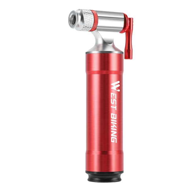 Bärbar CO2-cykeldäckpump, aluminiumlegering, med tryckmätare och kontroll, tillbehör för utomhuscykling.